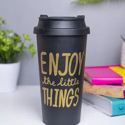 MARKET99 Black Typography Printed Water Bottle 400 ml-image-13