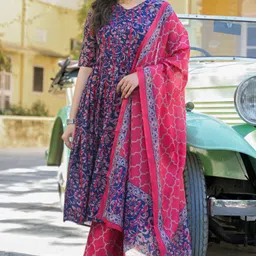 KALINI Women Floral Printed Regular Kurta with Trousers & With Dupatta-picture-6