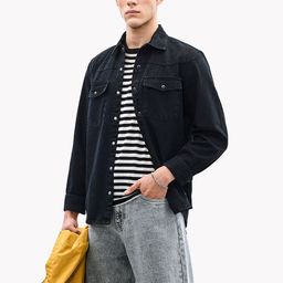 Snitch Black Relaxed Faded Cotton Casual Shirt-image-37