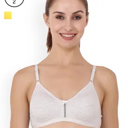 Floret Pack of 2 Grey Melange & Yellow Solid Non-Wired Non Padded T-shirt Bra-15