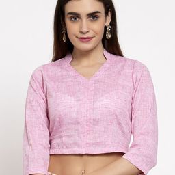 Ayaany Women Pink Solid Fitted Crop Pure Cotton Top-picture-34