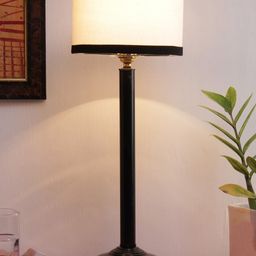 Devansh White & Black Solid Traditional Buffet Table Lamp with Shade-7