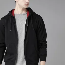 Roadster Men Black Solid Hooded Sweatshirt-image-30