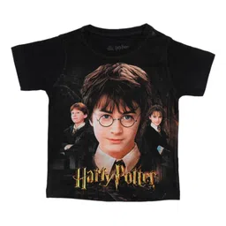 Harry Potter Boys Black & Beige Printed Round Neck T-shirt-image-8