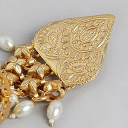 Anouk Gold-Plated Artificial Beaded Dome Shaped Jhumkas image 4