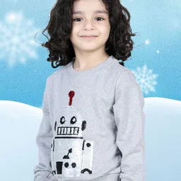 BownBee Boys Self Design Sequined Round Neck Sweatshirt-image-15