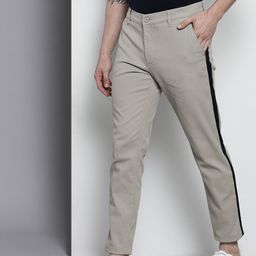 The Indian Garage Co Men Grey Slim Fit Chinos Trousers-image-56