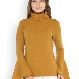Zima Leto Women Mustard Yellow Solid Pullover-image-72