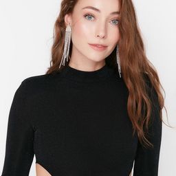 Trendyol Black High Neck Solid Knitted Bodysuit-picture-19