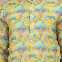 Jompers Abstract Printed Mandarin Collar Straight Kurta with Pyjamas & With Dupatta image 3