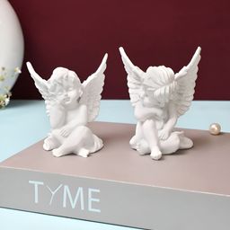 TAYHAA White 2 Pieces Sleepling Angel Baby Figurine Showpiece-20