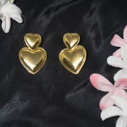 Niscka Gold Plated Heart Shaped Drop Earrings-27