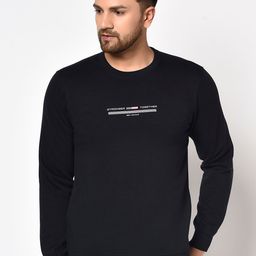 Octave Men Navy Blue Solid Sweatshirt-picture-27