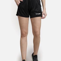 hummel Women Black Mid-Rise Sports Shorts-image-30