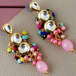 LUCKY JEWELLERY Gold Plated Drop Earrings-image-84
