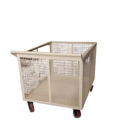 Rimsha Heavy-Duty Wire Mesh Trolley 4 Inch (10.16 cm) Wheel Size 900x900x750 mm Mild Steel for Industrial Use-32