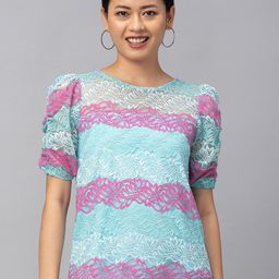 Globus Blue & Pink Lace Top-image-18
