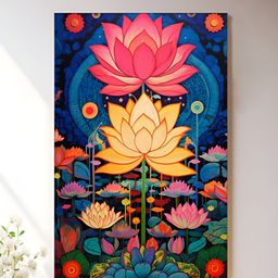 Art Street Navy Blue & Pink Floral Canvas Wall Art-picture-17