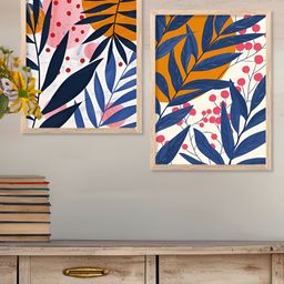 Kotart White & Blue 2 Pieces Floral and Botanical Wooden Wall Arts-picture-46