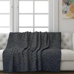 Saral Home Navy Blue Printed Chenille 3 Seater Sofa Throw-image-24