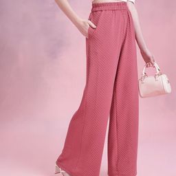 DressBerry Women Textured Wide Leg Trousers-image-94
