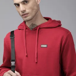 French Connection Men Red Printed Hooded Pullover Sweatshirt-image-68
