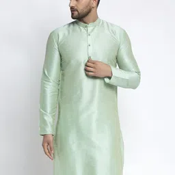 Jompers Men Pastel Green Solid Straight Kurta-image-94