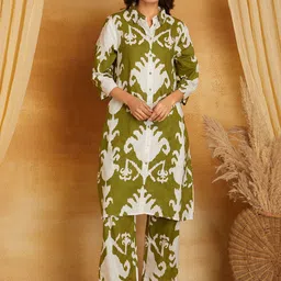 Sanash Collection Printed Pure Cotton Tunic With Trouser Co-ords Set-image-38
