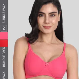 Aimly Pack Of 2 Seamless Full Coverage Dry Fit Cotton All Day Comfort T Shirt Bra-50