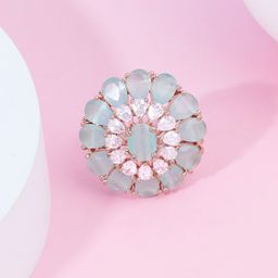 Zaveri Pearlsm Rose Gold-Plated CZ-Studded Adjustable Finger Ring-25