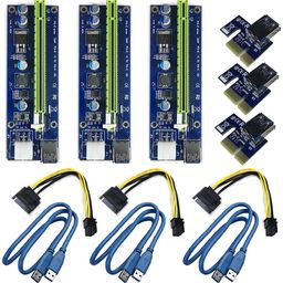 Xsentuals PCI-E 1X to 16X Enhanced Powered Riser Adapter Card & USB 3.0 Extension Cable & 6Pin to SATA Power Cable & GPU Riser Adapter, Perfect for GPU Graphic Card Express Ethereum Mining ETH (3PCS) image 1