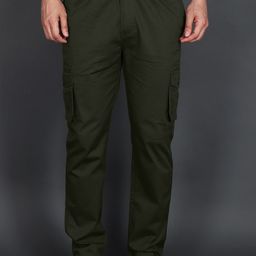HAUWER Men Relaxed Straight Leg Easy Wash Corduroy Cargos Trousers-image-116