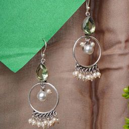 Bamboo Tree Jewels Artificial Stones Studded & Beaded Circular Drop Earrings-image-97