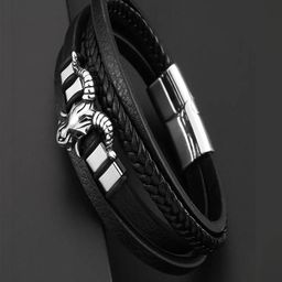 Vientiq Black Leather Bracelet-image-99
