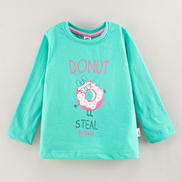 Teddy Cotton Knit Full Sleeves T-Shirt Text Print - Green-image-104