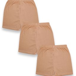 Kiddopanti Pack of 3 Solid Cycling Shorts - Skin-image-95