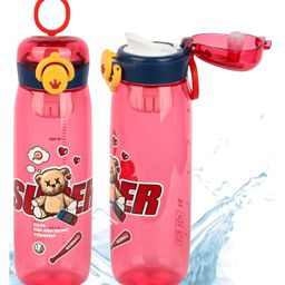 Fiddlerz Anti-Leak Non-Toxic & BPA Free Water Bottle with Stainer & Lock Red - 600 ml-image-15