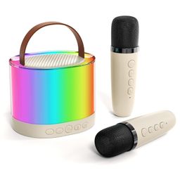 YAMAMA Karaoke Machine for Kids Adults Mini Portable Blue-Tooth Karaoke Speaker with 2 Wireless Microphone and Dynamic Lights Birthday Gift Home KTV Outdoor Travel - Colors May Vary-5
