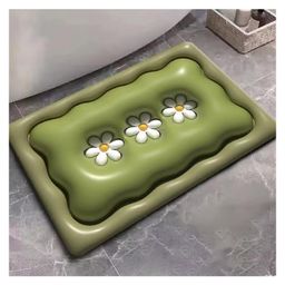 House of Quirk Cute Bath Mat, 3D Shaped Bath Mat for Bathroom | Diatom Mud Bathroom Mat Absorbent Bath Mat Non-Slip Bath Mat Shower Mat for Bathroom Tub (GREEN 3 SUNFLOWER)-picture-34