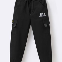 Mark & Mia Full Length Trouser with Text Embroidery - Black-image-43
