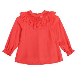 MINI KLUB Full Puffed Sleeves Floral Mesh Detailed Top - Red-image-73