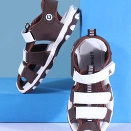 Pine Kids Sandals with Velcro Closure & Colour Block Design - Brown-picture-9