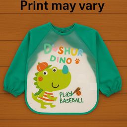 Badal Kidz Long Sleeve Bibs, Waterproof Baby Bibs, Toddler Sleeved Bib, Baby Smock for Eating Feeding, 6-24 Months -Green-14