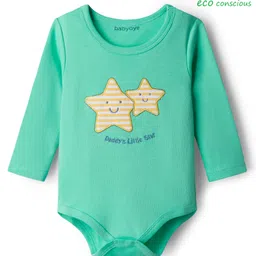 Babyoye 100% Cotton Interlock Knit Full Sleeves Onesies With Star Embriodery - Green-picture-13