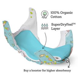 SuperBottoms Reusable and Washable Cloth Diapers Free Size UNO Rabbit Print - Blue image 2