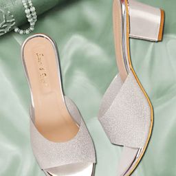 Smart & Sleek Women Embellished Open Toe Block Heels-7