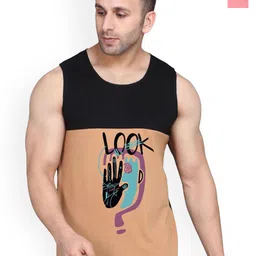 SLOWLORIS Men Pack Of 2 Printed Bio-Wash Combed Cotton Gym Vests-picture-28