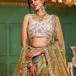 panchhi Embroidered Sequinned Semi-Stitched Lehenga & Unstitched Blouse With Dupatta-41