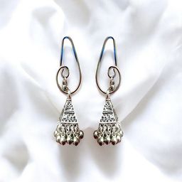AccessHer Silver-Plated Dome Shaped Oxidised jhumkas-26