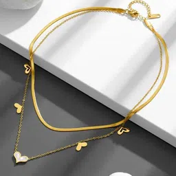 DIVASTRI Gold Plated CZ Stone Studded Necklace With Chain-image-46